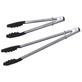 all purpose tongs plastic stainless steel 18/10 black with spring shiny  L 230 mm product photo