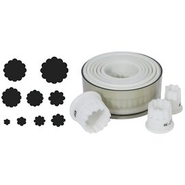 set of cookie cutters 9-part  • round white  | plastic  | scalloped edge  H 30 mm product photo