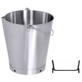 Economy bucket with spout, volume 10 ltr., Ø 26 cm, H 29 cm, CNS 18/10, matt brushed, graduated, crimped edge, bottom tire with drain holes, extra sw. quality product photo