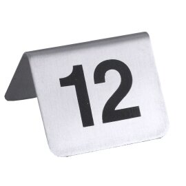 table number sign • numbers 1 to 12 • stainless steel L 53 mm H 45 mm product photo