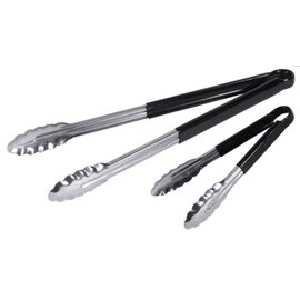 all purpose tongs stainless steel black plastic coated  L 235 mm product photo