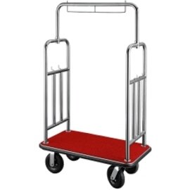 clothes trolley stainless steel red | wheel Ø 200 mm  H 1840 mm product photo