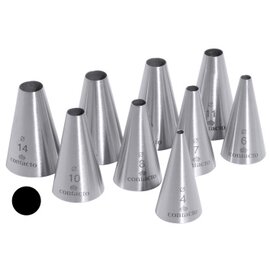 round piping nozzle set opening Ø 4 - 15 mm set of 9 stainless steel  H 50 mm product photo