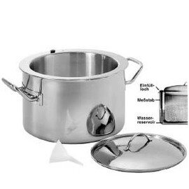 simmer pot 3 ltr stainless steel with lid with dipstick|feed hopper  Ø 180 mm  H 140 mm  | stainless steel handles product photo