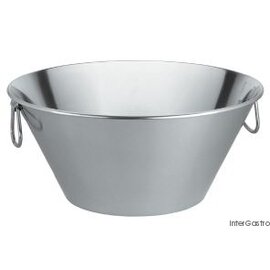 High dough bowl, Ø inside 45 cm, H 19 cm, Ø base 25 cm, vol 18 ltr., CNS 18/10, very conical shape, crimped edge, with two falls, heavy quality product photo
