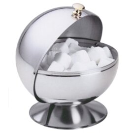 sugar bowl ball with lid stainless steel gold plated handle shiny Ø 130 mm H 145 mm product photo