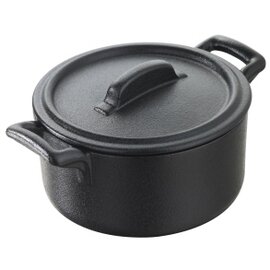 cocotte 0.25 ltr porcelain with lid black  Ø 100 mm  H 50 mm  | 2 handles product photo