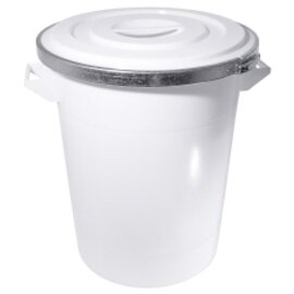 plastic barrel with lid polyethylene white 100 l  Ø 540 mm  H 700 mm product photo
