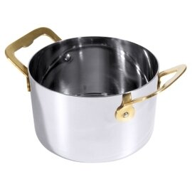 cocotte MINI COOKWARE 750 ml stainless steel brass 1.2 mm  Ø 120 mm  H 75 mm  | 2 riveted brass handles product photo