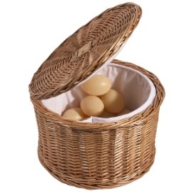 egg basket with lid plastic wicker brown  Ø 260 mm  H 170 mm product photo