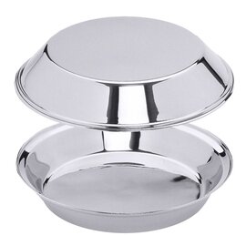 Double-walled lid, max. Ø 27,9 cm, height 4,7 cm, stainless steel 18/10, high-gloss, extra heavy quality, suitable for plates up to 26 cm, complete with double-walled base with aluminum core product photo