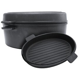 roasting pan 9 ltr aluminium 7 mm with lid non-stick coated oval 420 mm  x 240 mm  H 200 mm  | cloth handles product photo