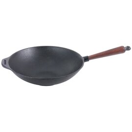 wok cast iron  Ø 290 mm  H 85 mm | beechwood handle | even bottom product photo