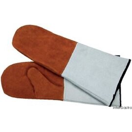 leather gloves leather cotton brown with cuff • lined x 200 mm product photo