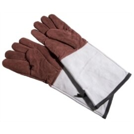 leather gloves cotton leather brown with cuff • lined 1 pair 450 mm x 160 mm product photo