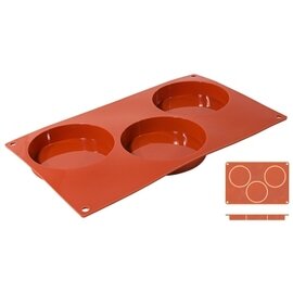 baking mat  • round | 3-cavity | mould size Ø 100 x 20 mm  L 300 mm  B 175 mm product photo