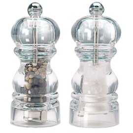 salt mill|pepper mill set acrylic • grinder made of plastic • grinder made of stainless steel  H 120 mm product photo