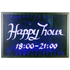 LED writing board, 61 x 41 cm, with black aluminum frame, writable with erasable markers, various static and dynamic lighting programs adjustable, 230 V with transformer, not for outdoor use product photo