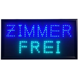 LED sign &quot;ZIMMERFREI&quot;, with black plastic frame, dull light font, not suitable for outdoor use, dimensions: L x W: 48 x 25 cm, power: 230 V product photo