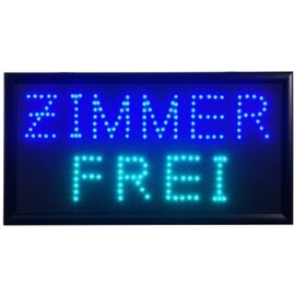 LED sign &quot;ZIMMERFREI&quot;, with black plastic frame, dull light font, not suitable for outdoor use, dimensions: L x W: 48 x 25 cm, power: 230 V product photo