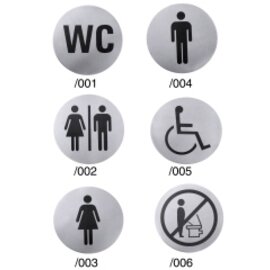 toilet door icon • WC • stainless steel round Ø 75 mm product photo