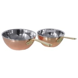 wok COPPER LINE with lid stainless steel copper 2.2 mm  | 330 ml  Ø 110 mm  H 52 mm | long brass handle product photo