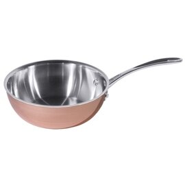 copper flambéing pan stainless steel aluminium copper Ø 200 mm H 40 mm | long stainless steel handle product photo