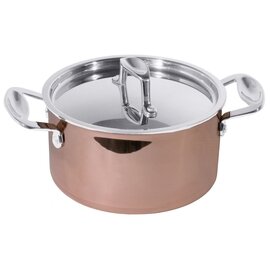 meat pot 3.5 ltr stainless steel aluminium copper 2.5 mm with lid  Ø 200 mm  H 115 mm  | stainless steel handles product photo