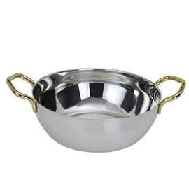 side dish bowl BARONESS 2000 ml stainless steel round gold plated handles Ø 220 mm H 65 mm with handle product photo
