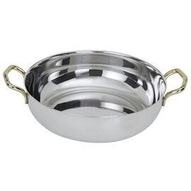 side dish bowl BARONESS 1000 ml stainless steel round gold plated handles Ø 180 mm H 50 mm with handle product photo