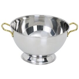 soup tureen BARONESS stainless steel round gold plated handles shiny with handle product photo