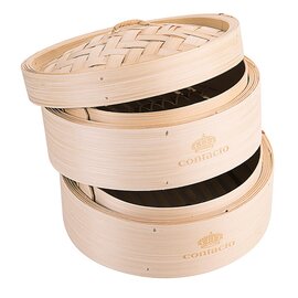 steam basket bamboo with lid round 2 baskets|1 lid  Ø 200 mm  H 150 mm product photo  L