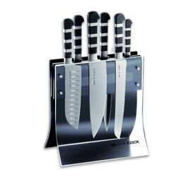 Knife block "4KNIVES" with 6 knives from series "1905";  Block of acrylic glass with clear front, magnetic holder, W x D x H: 24 x  15 x 41 cm - 