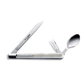 tasting set SUPERIOR Knife | Fork | Spoon straight blade smooth cut | nacre | blade length 11 cm product photo