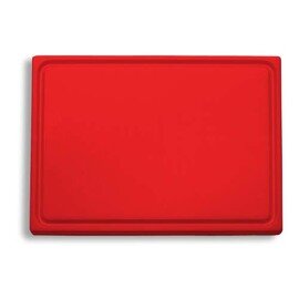 B-STOCK | cutting board plastic  • red with juice rim | 530 mm  x 325 mm  H 20 mm product photo