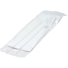 cutlery set 3-part polystyrol white disposable  L 160 mm product photo