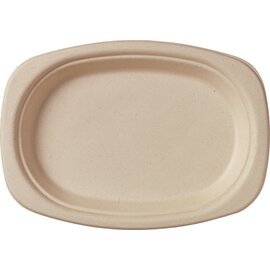 plate bagasse brown oval  Ø 220 mm | disposable product photo