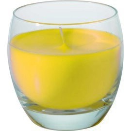 glass candle BOLZANO yellow  Ø 85 mm  H 89 mm | burning period 37 hours | 4 x 3 pieces product photo