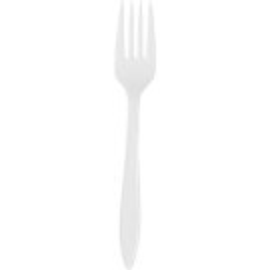 dining fork ECO bioplastic white  L 150 mm | disposable | 10 x 100 pieces product photo