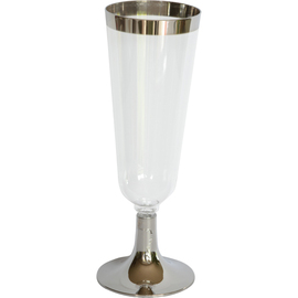 champagne glass Celebrations 15 cl disposable PS transparent silver rim product photo