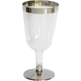wine glass Celebrations 18 cl disposable PS transparent silver rim product photo