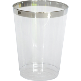 water glass Celebrations 30 cl disposable PS transparent silver rim product photo