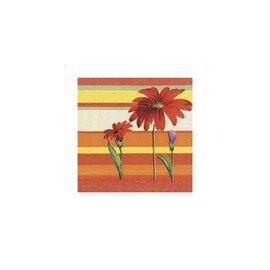 tissue napkins Tropic tissue 1/4 orange with decor flowers|stripes 240 mm x 240 mm | 8 x 250 pieces product photo