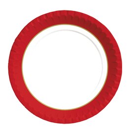 premium plates paper white red golden coloured  Ø 180 mm | 16 x 50 pieces | disposable product photo
