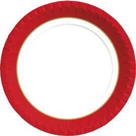 premium plates paper white red golden coloured  Ø 220 mm | 5 x 50 pieces | disposable product photo