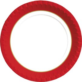premium plates paper white red golden coloured  Ø 220 mm | 5 x 50 pieces | disposable product photo