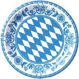 premium plates paper blue white | Bavarian diamond  Ø 220 mm | 5 x 50 pieces | disposable product photo