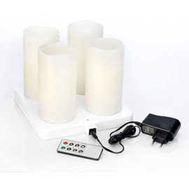 LED pillar candle set with 4 lamps | charging station | remote control product photo