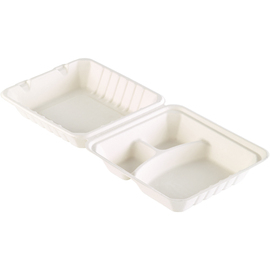 meal box white with lid rectangular | 225 mm x 201 mm H 85 mm 3 compartments 455 ml product photo