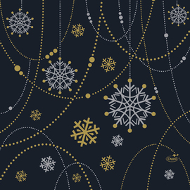 tissue napkins SNOWFLAKE NECKLACE BLACK 3 ply fold 1/4 with decor 330 mm  x 330 mm 4 x 250 pieces product photo